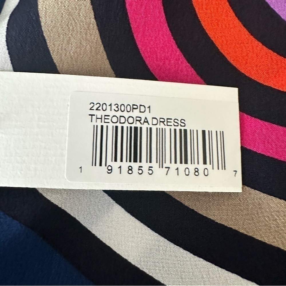 Trina Turk New Navy Swirl Silk Theodora Caftan Dress Women’s XS/S - Picture 11 of 14
